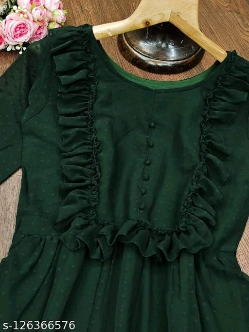 Anarkali Kurti Green And Mehendi Color 